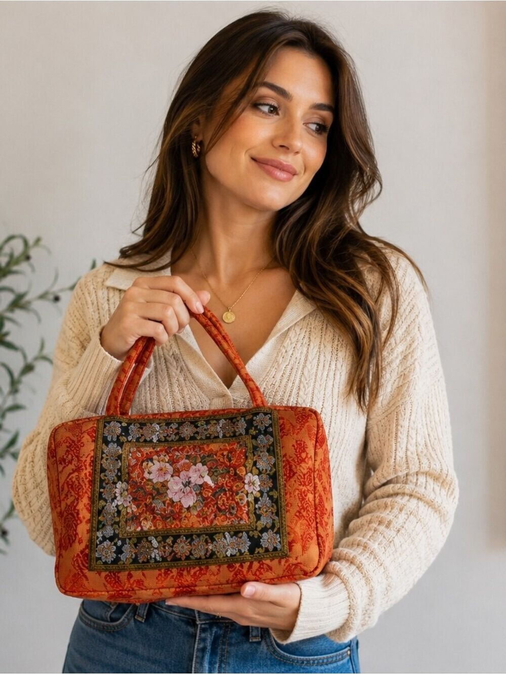 Embroidered Tapestry Handbag Boho Asian Inspired Purse